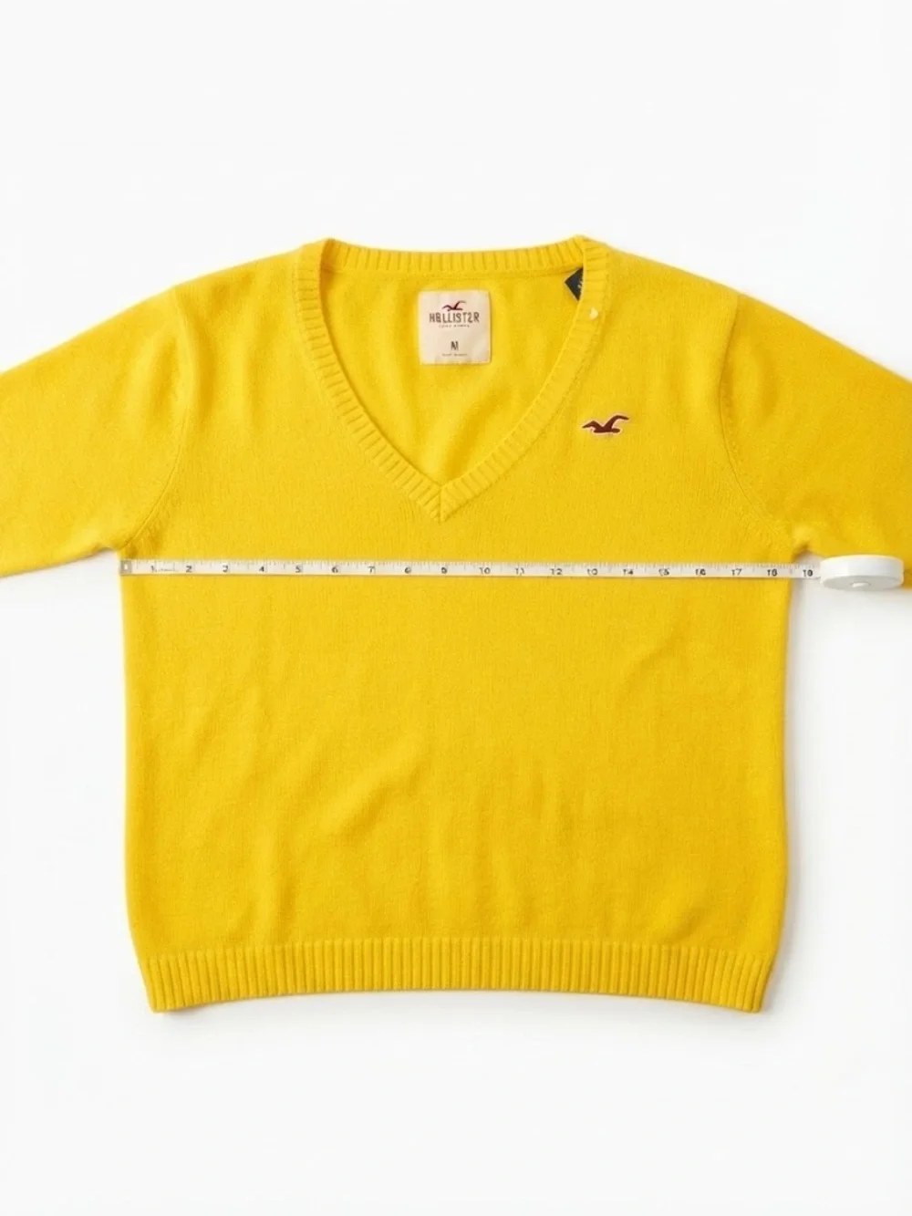 Hollister Women's Bright Yellow V-Neck Sweater